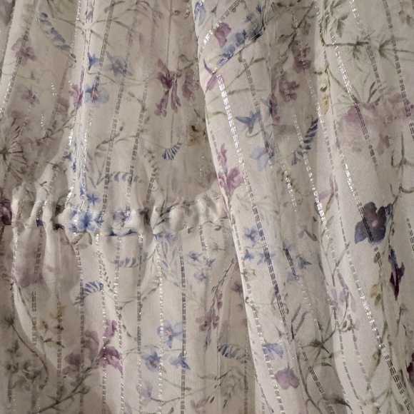 Express Floral Long Sleeve Maxi Duster Cover Up - white and Purple - Picture 4 of 6